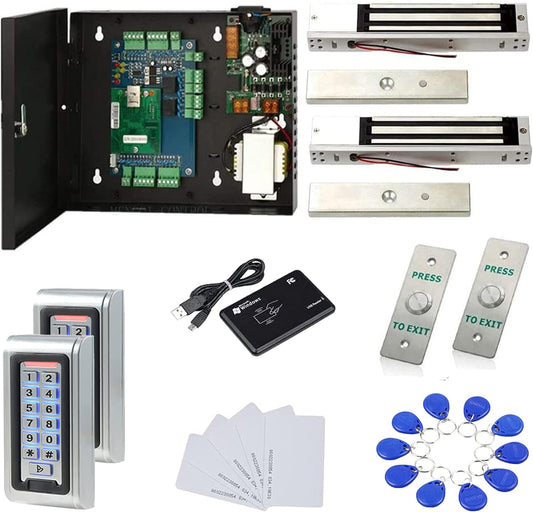 2 Door Access Control System Kit w/ Maglocks and Keycards
